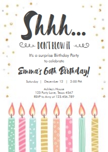 Birthday Invitation Adult Candles White design preview