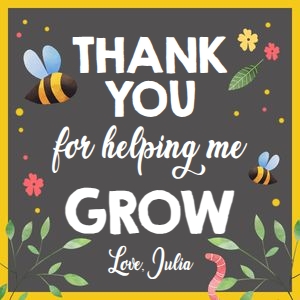 Teacher Thank You Tags Bee Black design preview