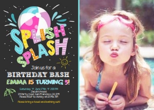 Birthday Invitation Pool Party Girl - With Photo design preview