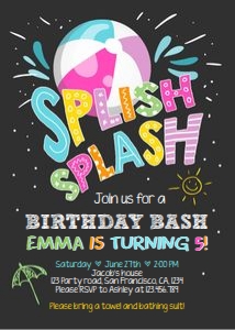 Birthday Invitation Pool Party Girl design preview