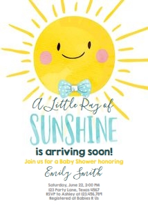 Baby Shower Invitation Sunshine Boy: Baby Shower Invitation Sunshine Boy