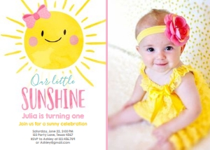 Birthday Invitation Sunshine Girl - With Photo design preview