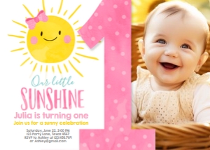 Birthday Invitation Sunshine One Girl design preview