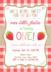 Strawberry Birthday Invitation Shes Berry Sweet Pink design preview