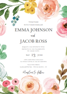 Wedding Invitation Bohemian Pink Floral design preview