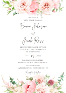 Wedding Invitation Botanical Flowers v2 design preview