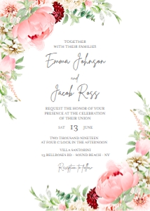 Wedding Invitation Botanical Flowers v3 design preview