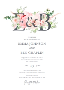 Wedding Invitation Botanical Flowers Letters design preview