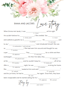 Bridal Shower Game Botanical Flowers Love Story design preview