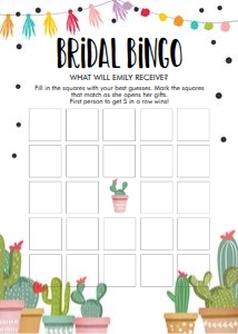 Game Bridal Bingo Cactus design preview