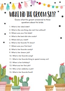 Game Bridal What Did The Groom Say Cactus design preview