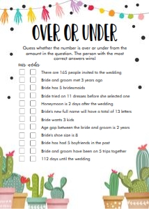 Game Bridal Over or Under Cactus design preview