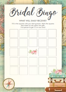 Game Bridal Bingo Travel design preview