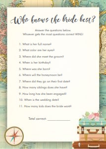 Game Who Knows The Bride Best Travel design preview