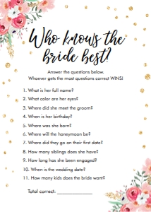 Bridal Shower Game Who Knows The Bride Best Floral design preview