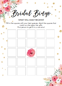 Bridal Shower Game Bingo Floral Pink design preview