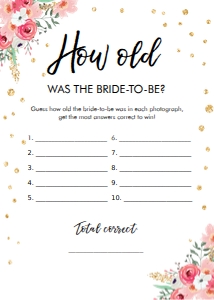 Bridal Shower Game How Old Floral design preview