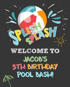 Welcome Sign Pool Party Boy design preview