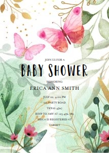Baby Shower Invitation Butterfly Greenery design preview