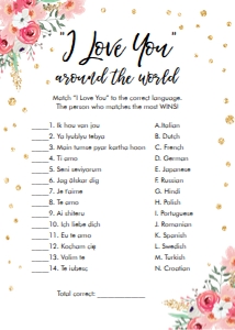 Bridal Shower Game I Love You Around The World Floral: Bridal Shower Game I Love You Around The World Floral