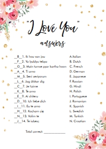 Bridal Shower Game I Love You Around The World Floral Answers: Bridal Shower Game I Love You Around The World Floral