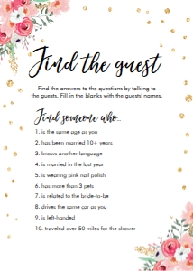 Bridal Shower Game Find the Guest Floral design preview