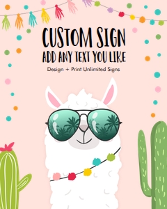Custom Sign Llama Sunglasses Pink design preview