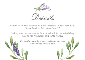 Wedding Details Card Lavender design preview