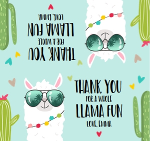 Treat Bag Topper Llama Blue design preview