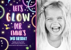 Birthday Invitation Glow - With photo design preview