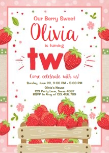 Birthday Invitation Strawberry V1 Two design preview