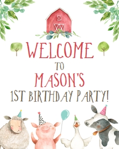 Welcome Sign Farm Animals Boy White design preview