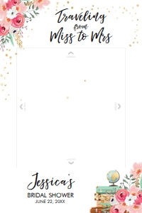 Photo Booth Frame Travel Suitcases Floral Pink design preview