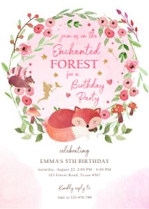 Birthday Invitation Woodland Fairy design preview