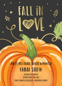 Bridal Shower Invitation Pumpkin Fall in Love Chalk design preview