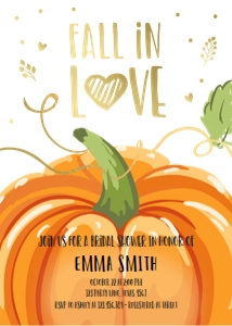 Bridal Shower Invitation Pumpkin Fall in Love White design preview