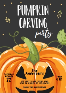 Pumpkin Carving Party Invitation Black design preview