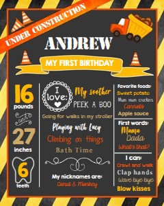 Birthday Milestone Poster Construction design preview