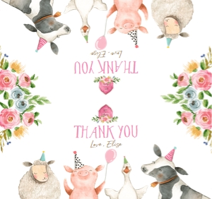 Treat Bag Toppers Farm Animals Pink design preview
