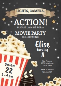 Birthday Invitation Movie Popcorn Red design preview
