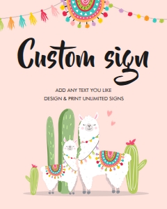 Editable Custom Sign Llamas Pink design preview