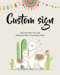 Editable Custom Sign Llamas Neutral design preview