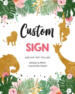 Editable Custom Sign Safari Animals Girl design preview