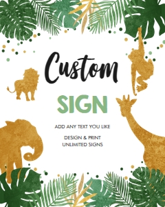 Editable Custom Sign Safari Animals Boy design preview
