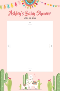 Photo Booth Frame Baby Shower Llama Pink design preview