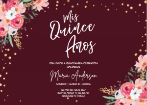 Birthday Invitation Quinceanera Burgundy design preview