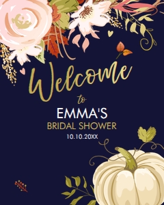 Welcome Sign Pumpkin Light Navy design preview