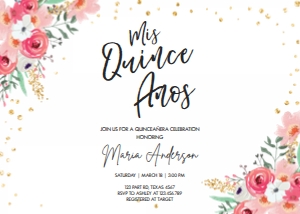 Birthday Invitation Quinceanera Pink design preview
