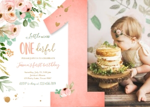 Birthday Invitation Little Miss Onederful One - With Photo design preview