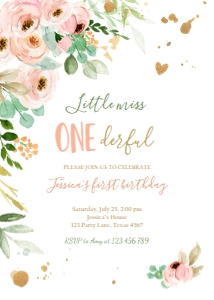 Birthday Invitation Little Miss Onederful design preview